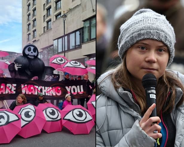 Greta Thunberg was among those speaking at the protest in central London. Credit: XR/Henry Nicholls/AFP via Getty Images.
