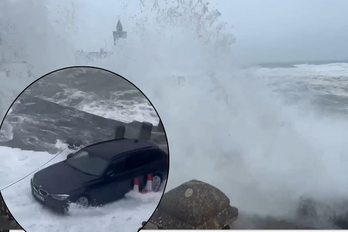Storm Kathleen: Watch the moment a car gets soaked as waves batter the ...