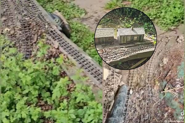 Lauren Grundy and husband Sean, both 35, discovered a 150m model railway track in the undergrowth of their new detached property in Morley, Derbyshire.