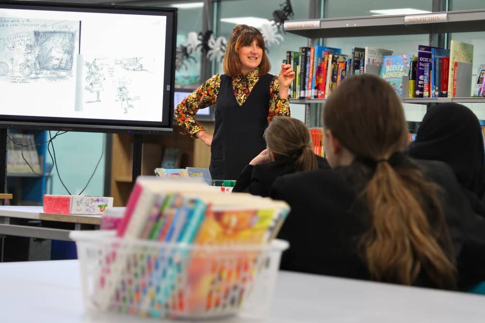Bestselling Author-Illustrator Kate Pankhurst engaging with students at NCEA Duke's Secondary School through an exclusive creative workshop.