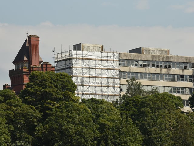 The extension of the old Park Hotel overlooking Miller Park is being demolished.