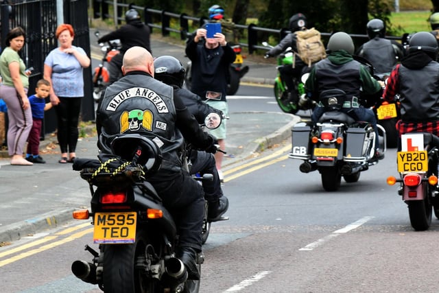 Club members often ride Triumphs and Norton motorbikes and don jackets bearing the colours of the club.