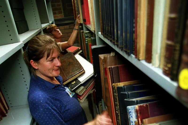 Staff at Leeds Central Library empty the shelves as part of a temporary move to Leeds Town Hall during refurbishment work.