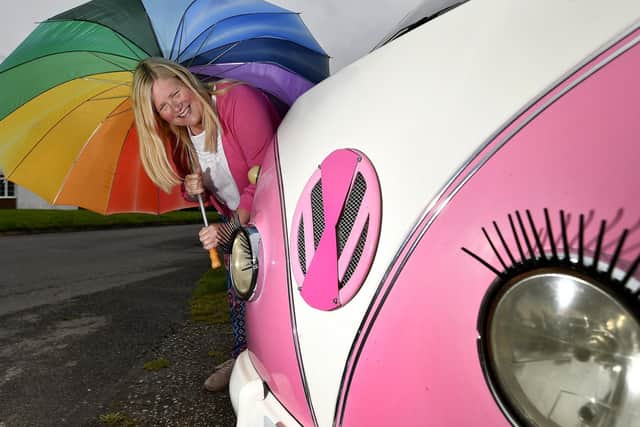 Janette's camper van has many 'Barbie-style' features including eyelashes