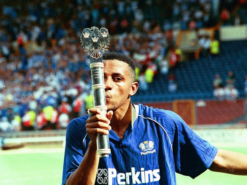 Cost: £25k. Sold for: £350k twice. Charlery and Gary Cooper were two of six players signed on transfer deadline day in March, 1992 by manager Chris Turner. Both were outstanding players, although it was 'King' Kenny Charlery who proved the most valuable. He was a lanky, uncoordinated winger when he first turned up and he played little part in the club's promotion from Division Four in the season he joined. But once switched to centre forward the following season he was a revelation. Famously scored both goals in a 2-1 win over Stockport County in the 1992 Division Three play-off final to shoot Posh into the second tier of English football for the first time. Sold to Watford the following season for 14 times what he cost Posh. Returned to Posh a year later and played well enough to earn another £350k move to Barry Fry's Birmingham City in 1996. Eventually came back again and scored 80 Posh goals in 224 appearances in total. A bona fide club legend.
