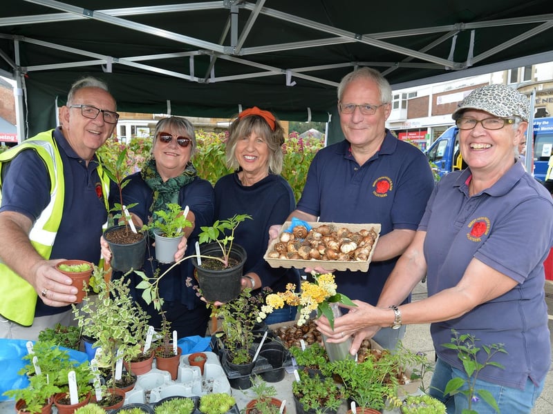 Market Harborough in Bloom volunteers Alex Scott, Jenni Snape, Clare Burton, Peter Eddie and Barbara Tallis during the volunteers fair.