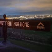 Shelter launched a campaign to tackle the North East's "housing emergency" by shining messages onto the Angel of the North. Photo: Shelter.