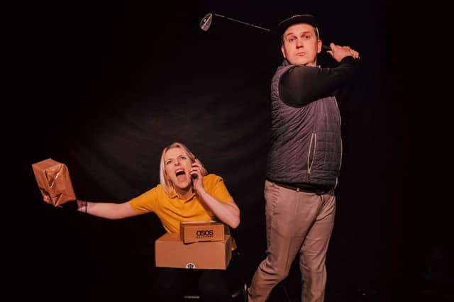 Adam Donaldson (various characters) and Rebecca Clayburn as Neve.