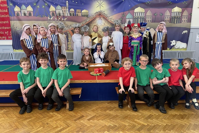 The nativity cast from Shilbottle Primary School.