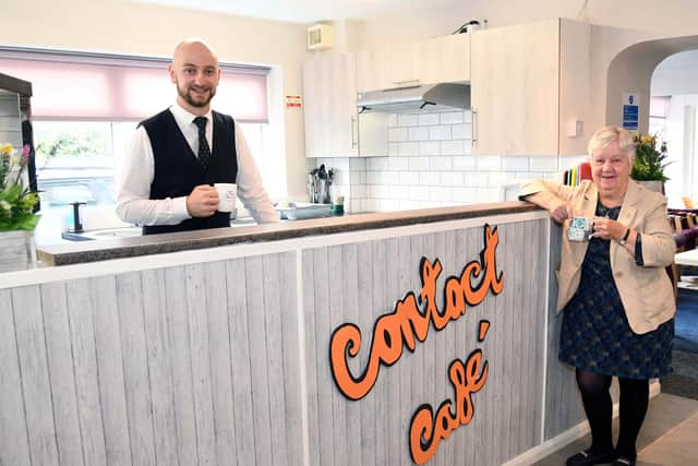 Andy Rose, manager at Newcastle Building Society's Morpeth branch, with Rhona Dunn at the Contact Café.