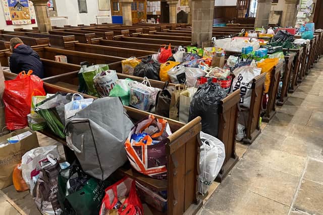 Donations at All Saints Church in Rothbury.