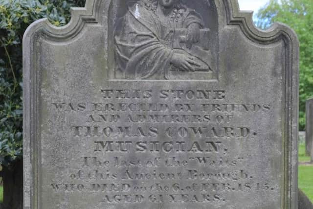 The gravestone of Thomas Coward, the last of the Alnwick Waites.