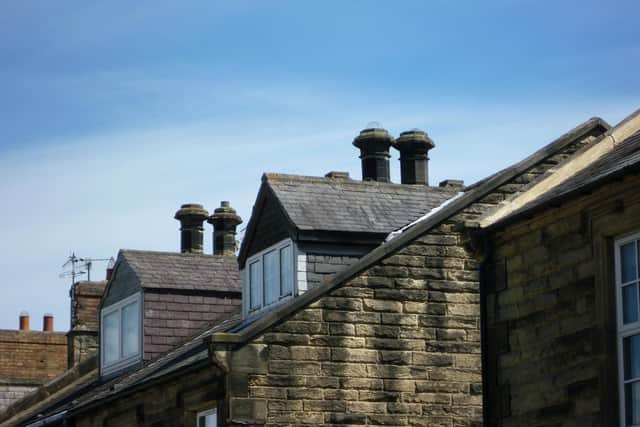 Gothic chimney tops in stone, Howard Terrace, 1850s.