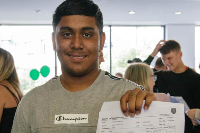 A delighted Taawsif Chowdhury with his GCSE results.