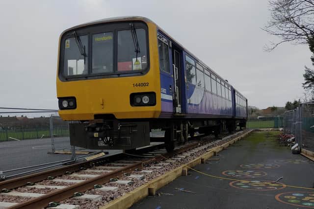 The class 144 Pacer at The Dales School before the conversion work began.