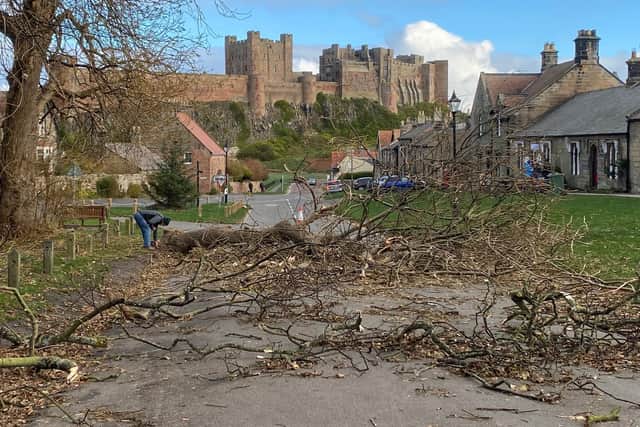 Storm Arwen damage in Bamburgh.