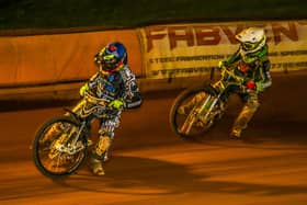 Luke Crang and Luke Harrison in action for the Bullets and Mildenhall at Shielfield on Saturday.