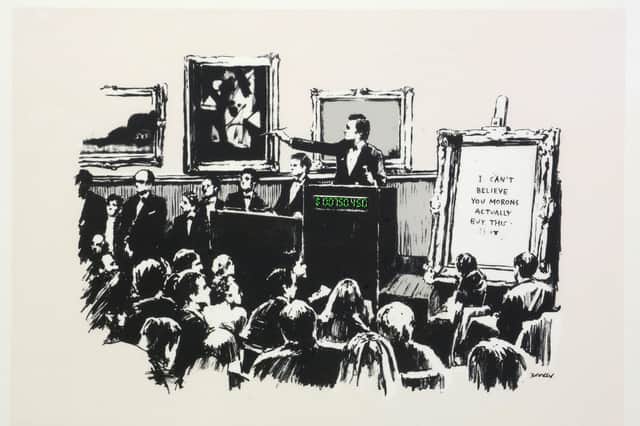 Rare Banksy print titled ‘Morons’.