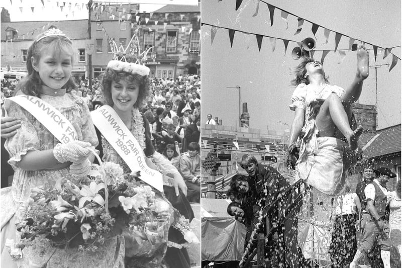 Left, Alnwick Fair Queen and Princess in 1988. Right, ducking a wench in 1985. Picture by Dennis Sisterson