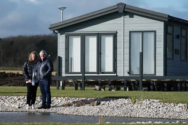 Sandra and Nigel Thompson at their Water's Edge development on the Golden Sands holiday park in Cresswell.