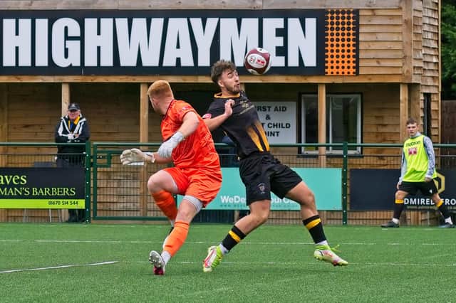 Action from Morpeth Town v Matlock on Saturday. Picture by George Davidson.