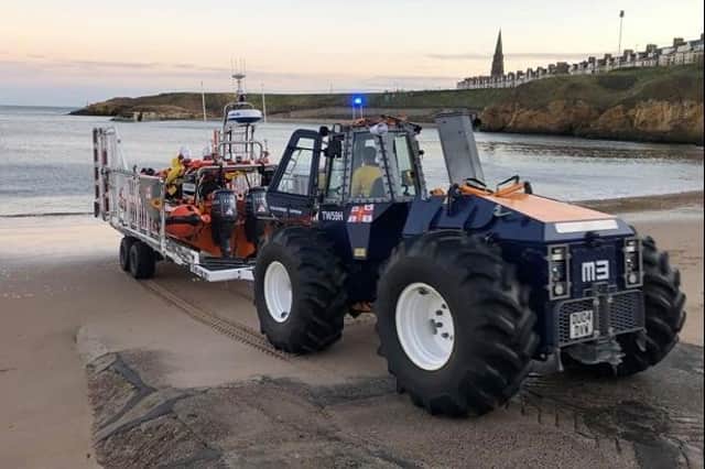 The Cullercoats crew set out to save a baby on St Mary's Island. Picture from RNLI/Alex Batemen.