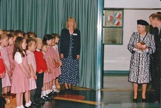 Year three and four pupils from Prudhoe West First School’s choir sing for the Queen in 1988.