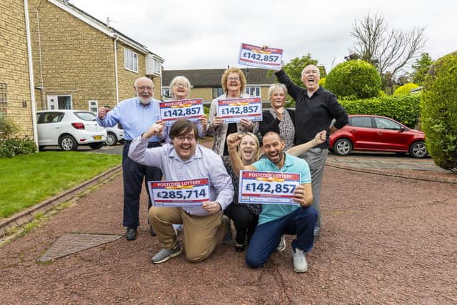 The residents of Garden Close in Seaton Burn celebrate their lottery wins. (Photo by People's Postcode Lottery)