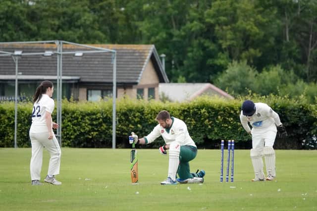 Ellie Jones gets a wicket for Alnwick Cricket Club senior men's team against RAF Boulmer. Picture: Michael Cook
