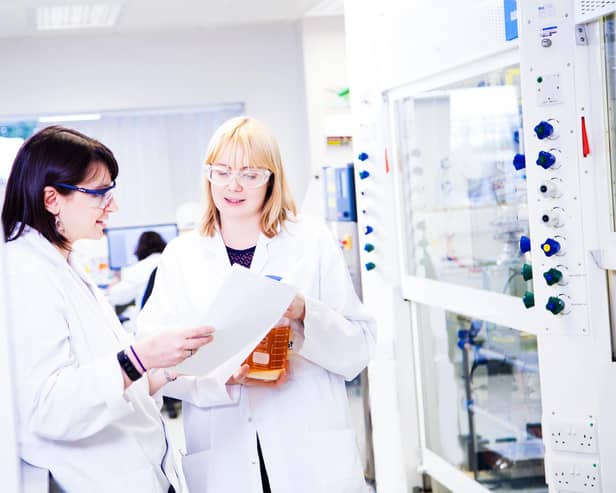 Sterling Pharma Solutions scientists in the labs at Sterling's Dudley UK facility.