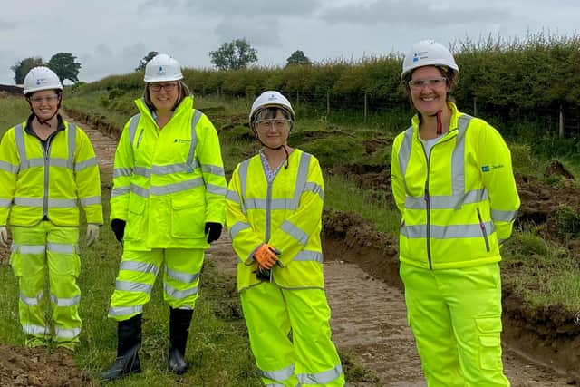 Berwick MP Anne-Marie Trevelyan, second from the left, with Tara McCully (Senior Engineer, Costain Group PLC) , Tsuwun Bevan and Shiona MacDonald (Project Manager, Costain Group PLC).