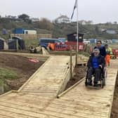 The new wheelchair boardwalk at Coldingham Bay.