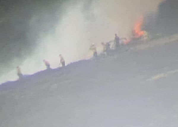 A wildfire at Simonside, near Rothbury. Picture by Northumberland Fire and Rescue Service.