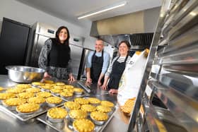 From left to right; Rachel Ryder, business growth & investment manager at Advance Northumberland, with Chris and Sarah Fryer, co-founders and owners of plant-powered vegan pie company, Magpye.