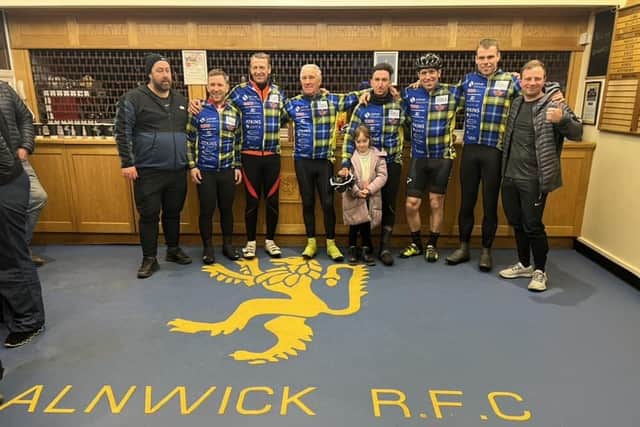 The team made a pit-stop at Alnwick Rugby Club.