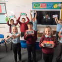 Children at Choppington Primary School receive a special message from Newcastle United player Allan Saint-Maximin who arranged with Newcastle United Foundation to donate 11 Nintendo Switch’ to acknowledge their efforts and contributions in class.
