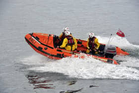 Photo from our archives of Amble RNLI on the water taken during a Lifeboat Day (not during the call out) by Jane Coltman.