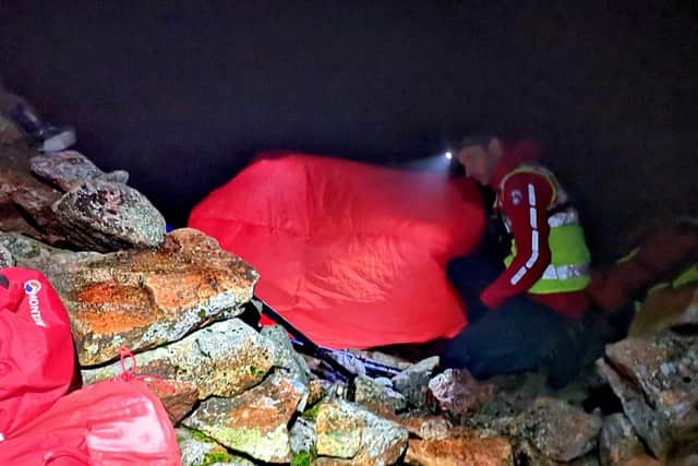 Northumberland National Park Mountain Rescue Team shared images of the rescue after it worked with the HM Coasguard to help the walkers down from Cairn Hill in The Cheviots.