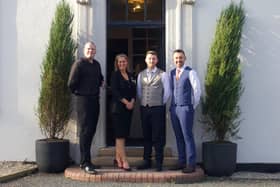 From left, Michael Patterson, Lynn Sanderson, group sales and marketing manager, Anthony Hunter, David Fordham-Scott, group general manager.