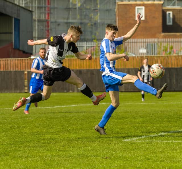 Action from Alnwick Town’s 2-0 away defeat to Whitley Bay Reserves in the League Cup on Saturday.