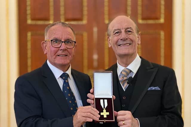 Norman West (left) with President of the League of Mercy, The Rt Hon the Lord Lingfield KT DLitt DL.