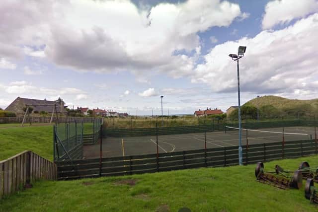 Bamburgh play park and tennis court.