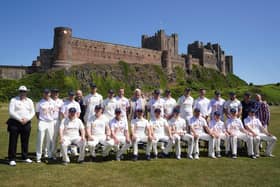 The Lords Taverners and The Wooden Spoon teams line up before the match. Picture: Owen Humphreys