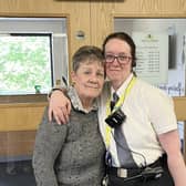 Security officer Linda with customer Lisa.