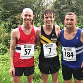 The first three men in the 2019 Bellway Morpeth 10k (left to right) David Green, Jordan Bell and Karl Taylor.