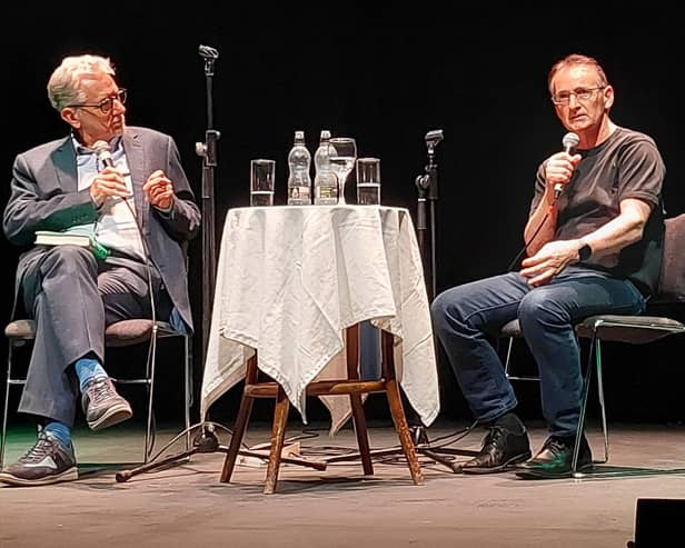 The evening was expertly guided by Gerry Foley and following nearly two hours of enthralling chat, Pat, right in picture, met many audience members and signed dozens of books for a further 90 minutes.