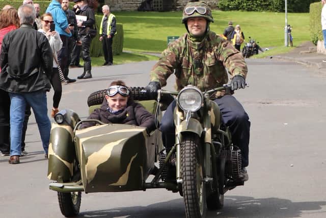 Motorbikes with sidecars were among those which took part.
