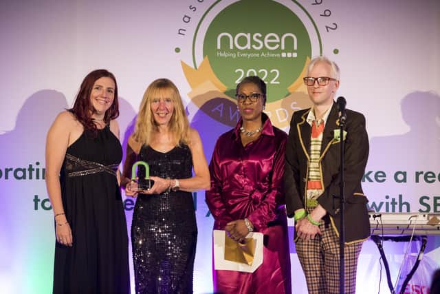 SEND to Learn in Blyth's co-owners Sarah Dickinson (far left) and Kath Dickinson (centre left) collect their award at the ceremony in Birmingham.