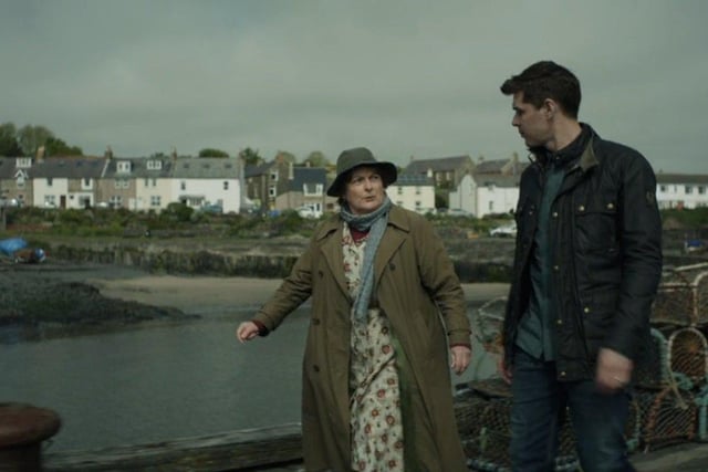 Kenny Doughty and Brenda Blethyn filming in Craster.