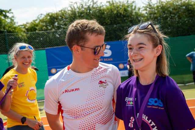 Morpeth triathlete Dan Dixon with 15-year-old Rosie Bell from Ponteland, who completed the event. Picture: Reason To Disability Triathlon.